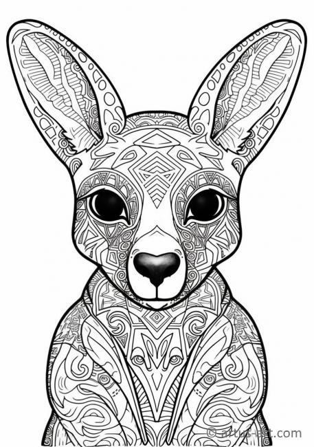 Aranyos kenguru színező oldal